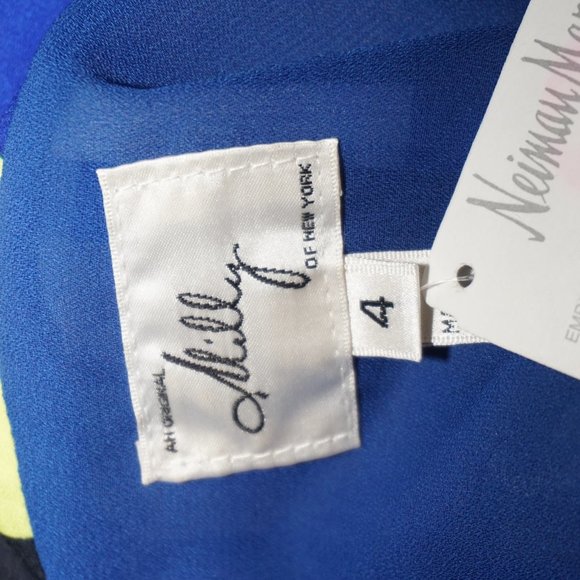 Milly Avant-Garde Geometric Op-Art Cubist Colorblock Wrap Mini Sheer Dress NWT 4 - Picture 9 of 11